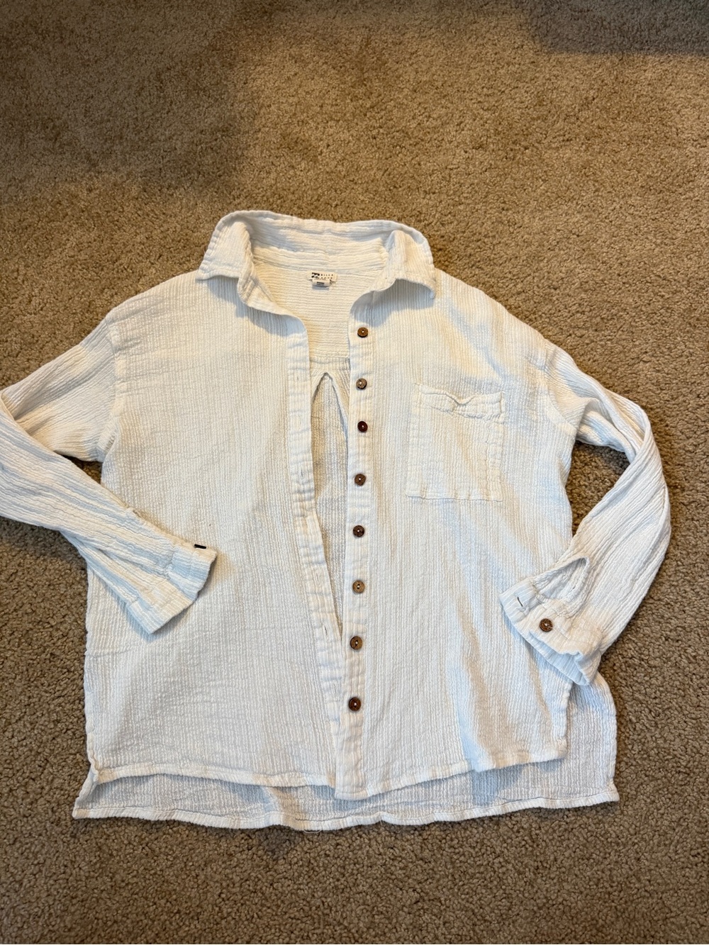 Billabong Cream Textured Women's Button-Down Shirt